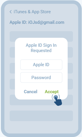 Apple ID sign-in prompt, tap Accept