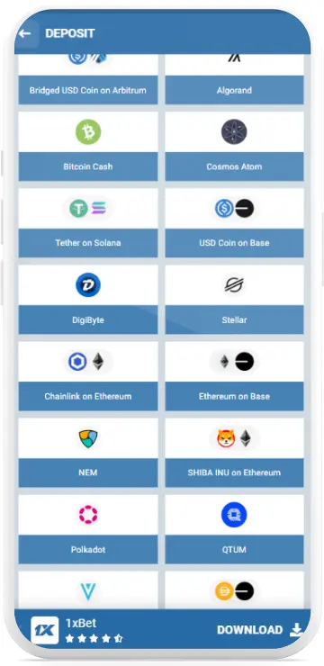 1xBet cryptocurrency deposits and withdrawals overview
