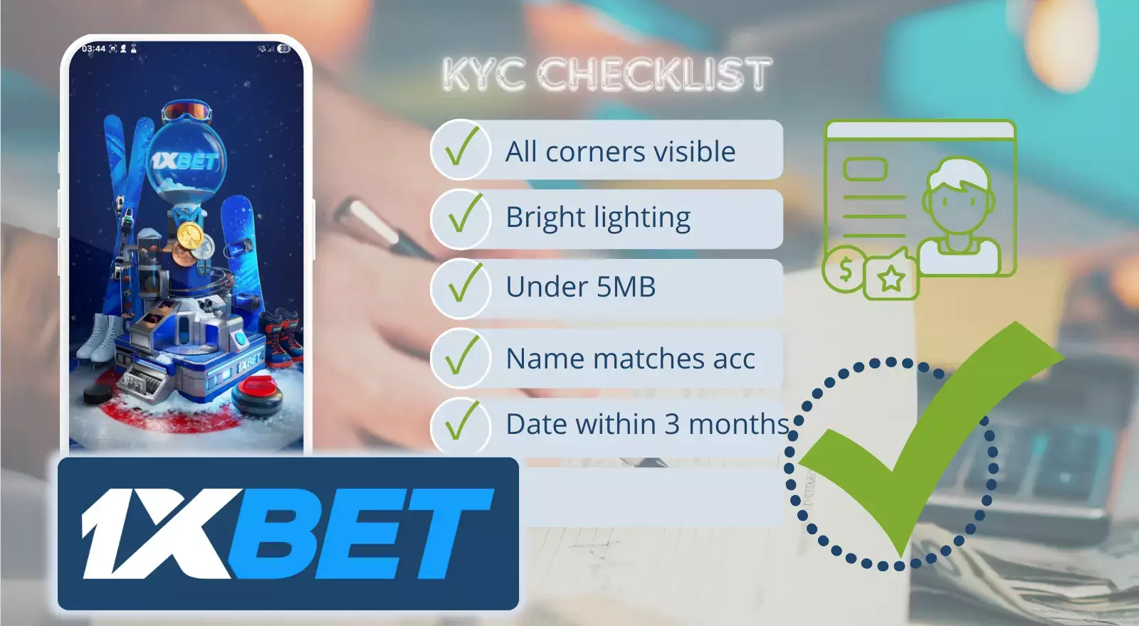 1xBet KYC identity verification overview